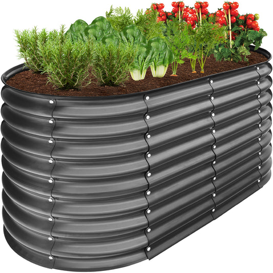 Outdoor Raised Metal Oval Garden Bed, Planter Box - 4x2x2ft