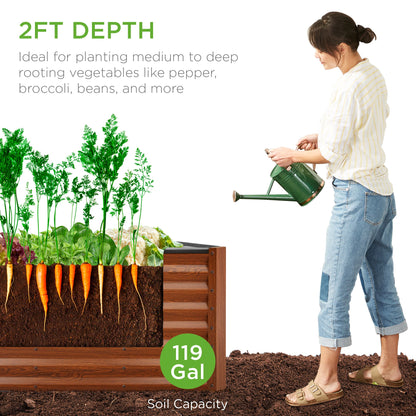 Outdoor Metal Raised Garden Bed for Vegetables, Flowers, Herbs - 4x2x2ft