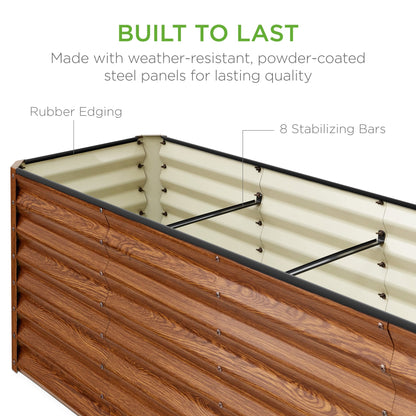 Outdoor Metal Raised Garden Bed for Vegetables, Flowers, Herbs - 8x2x2ft