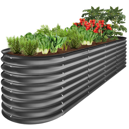 Metal Raised Garden Bed, Oval Outdoor Planter Box for Vegetables - 8x2x2ft