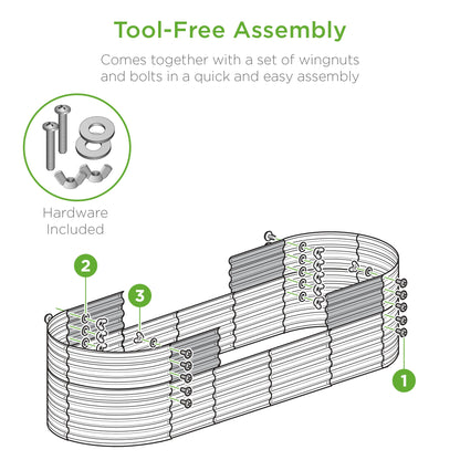 Metal Raised Garden Bed, Oval Outdoor Planter Box for Vegetables - 8x2x2ft