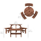 6-Person Circular Wooden Picnic Table w/ Umbrella Hole, 3 Benches