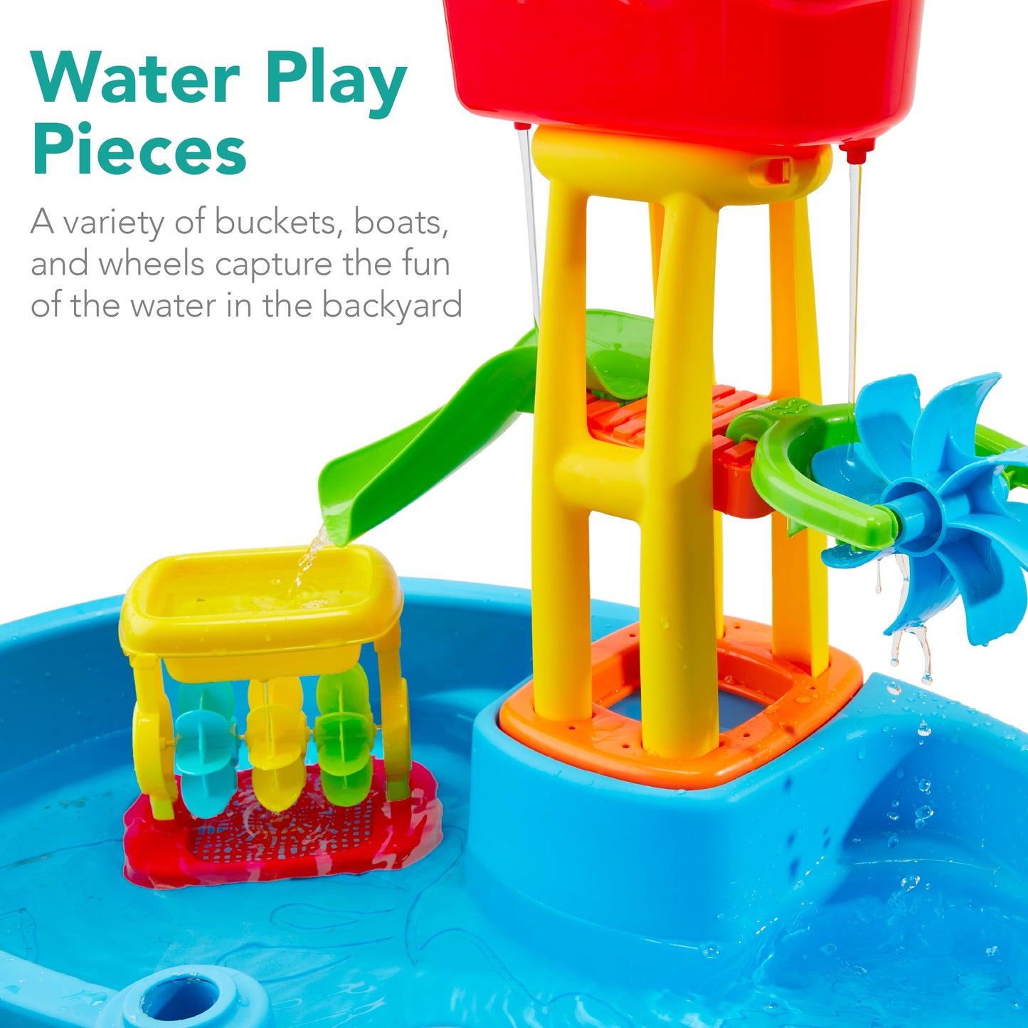 Kids Outdoor Sand & Water Table w/ 18 Accessories, Adjustable Umbrella