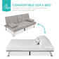 Linen Upholstered Convertible Sofa Bed Futon w/ 2 Cupholders