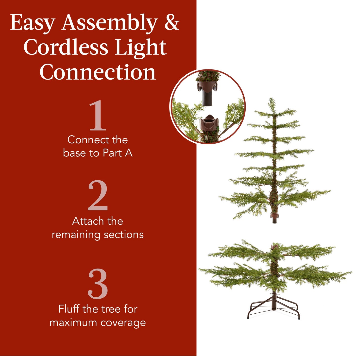 Pre-Lit Sparse Christmas Tree w/ 2-in-1 LED Lights, Cordless Connection