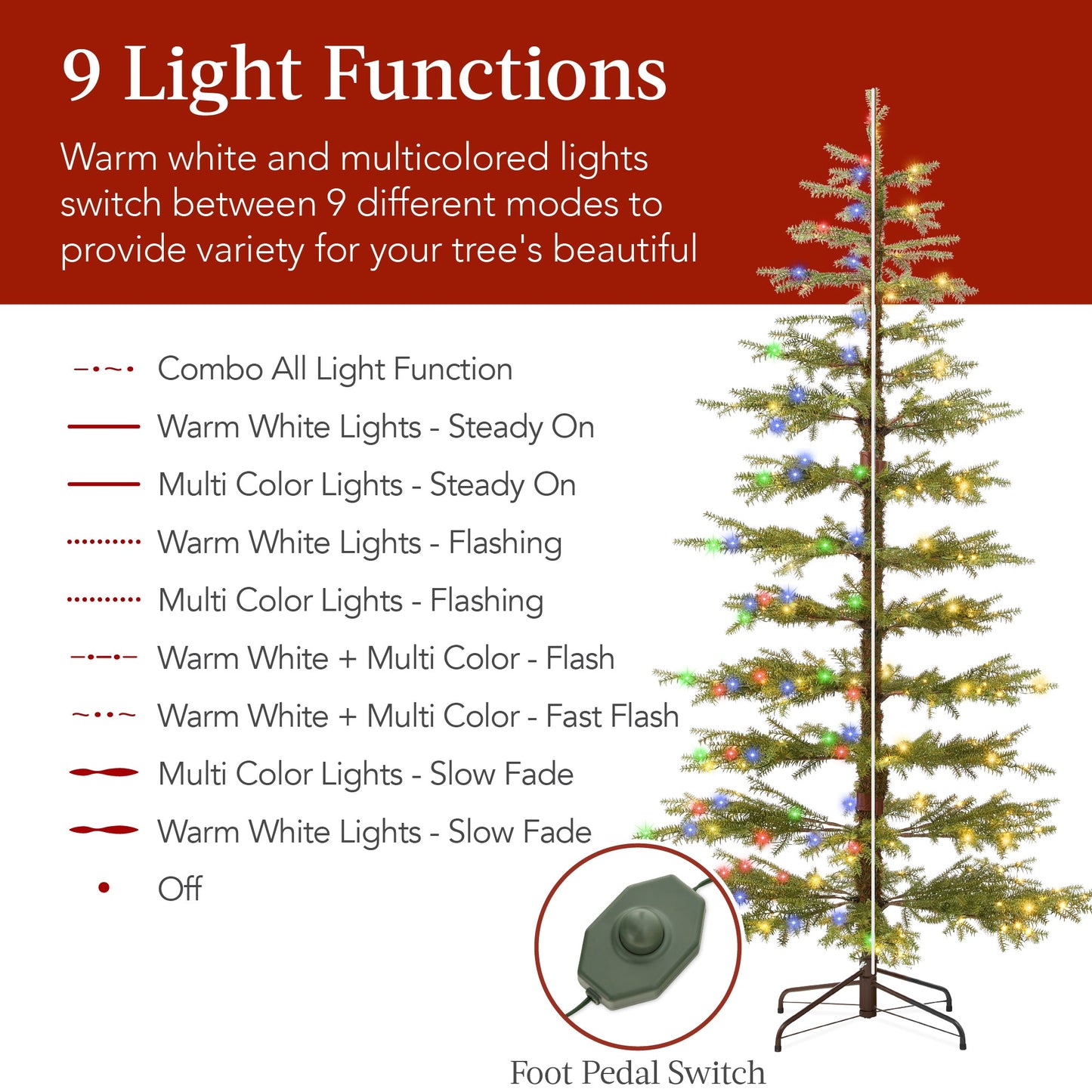 Pre-Lit Sparse Christmas Tree w/ 2-in-1 LED Lights, Cordless Connection