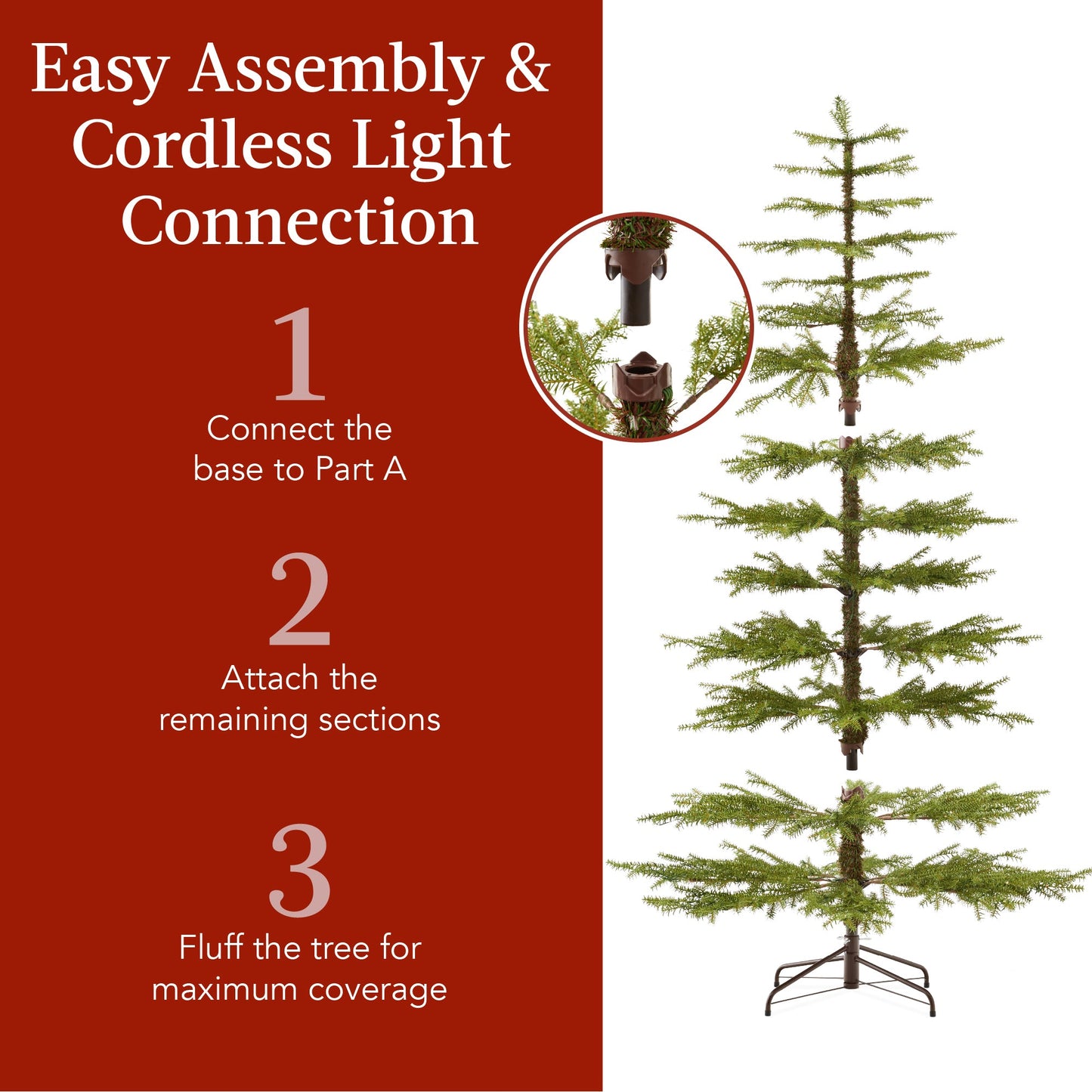 Pre-Lit Sparse Christmas Tree w/ 2-in-1 LED Lights, Cordless Connection