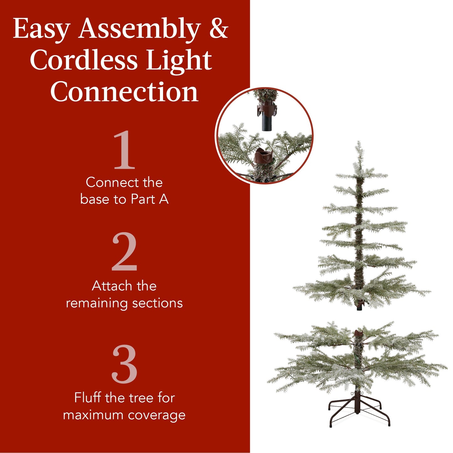 Pre-Lit Sparse Flocked Christmas Tree w/ 2-in-1 LEDs, Cordless Connection