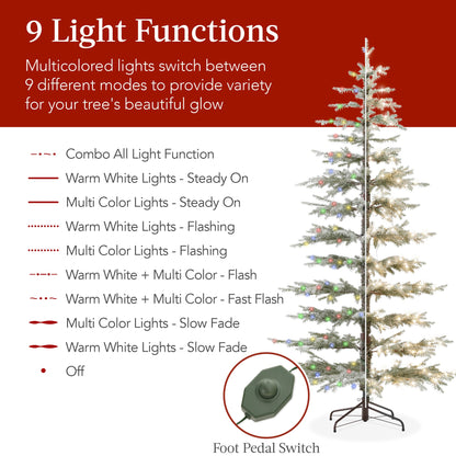 Pre-Lit Sparse Flocked Christmas Tree w/ 2-in-1 LEDs, Cordless Connection