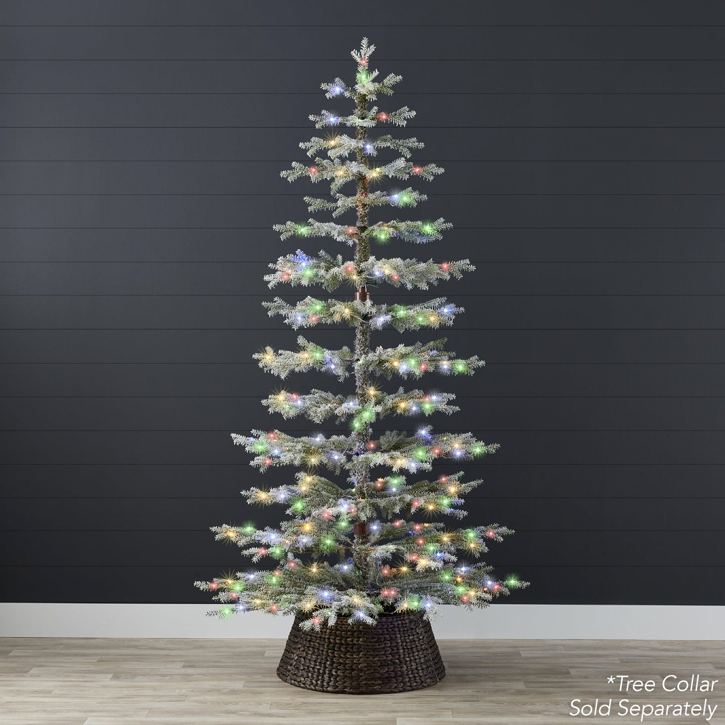 Pre-Lit Sparse Flocked Christmas Tree w/ 2-in-1 LEDs, Cordless Connection