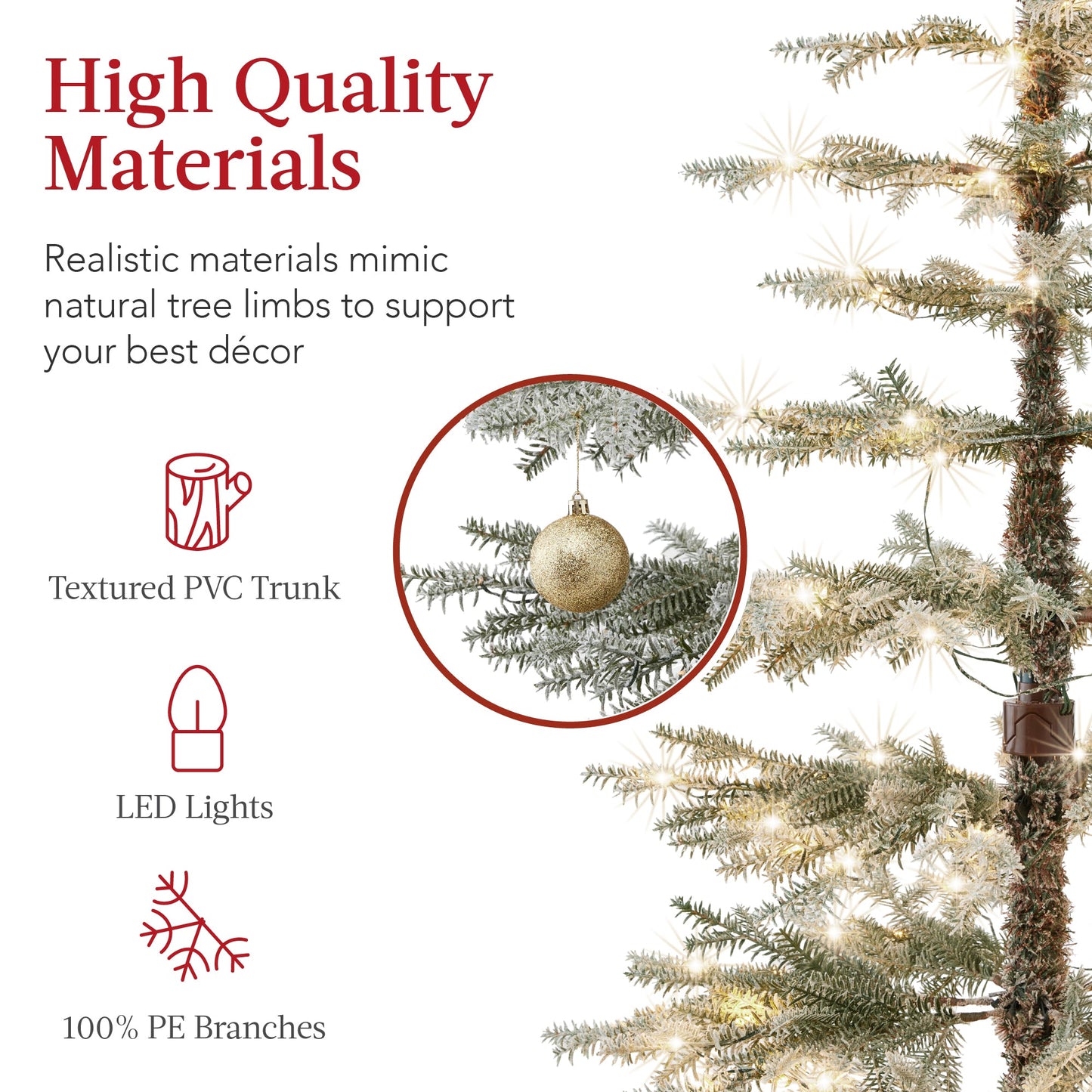 Pre-Lit Sparse Flocked Christmas Tree w/ 2-in-1 LEDs, Cordless Connection