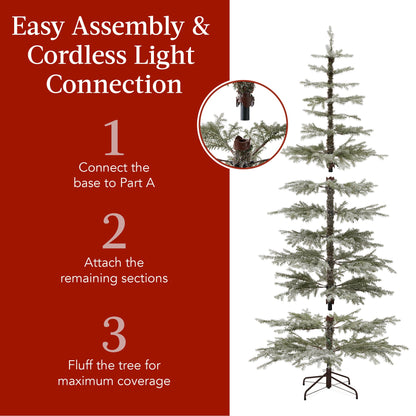 Pre-Lit Sparse Flocked Christmas Tree w/ 2-in-1 LEDs, Cordless Connection