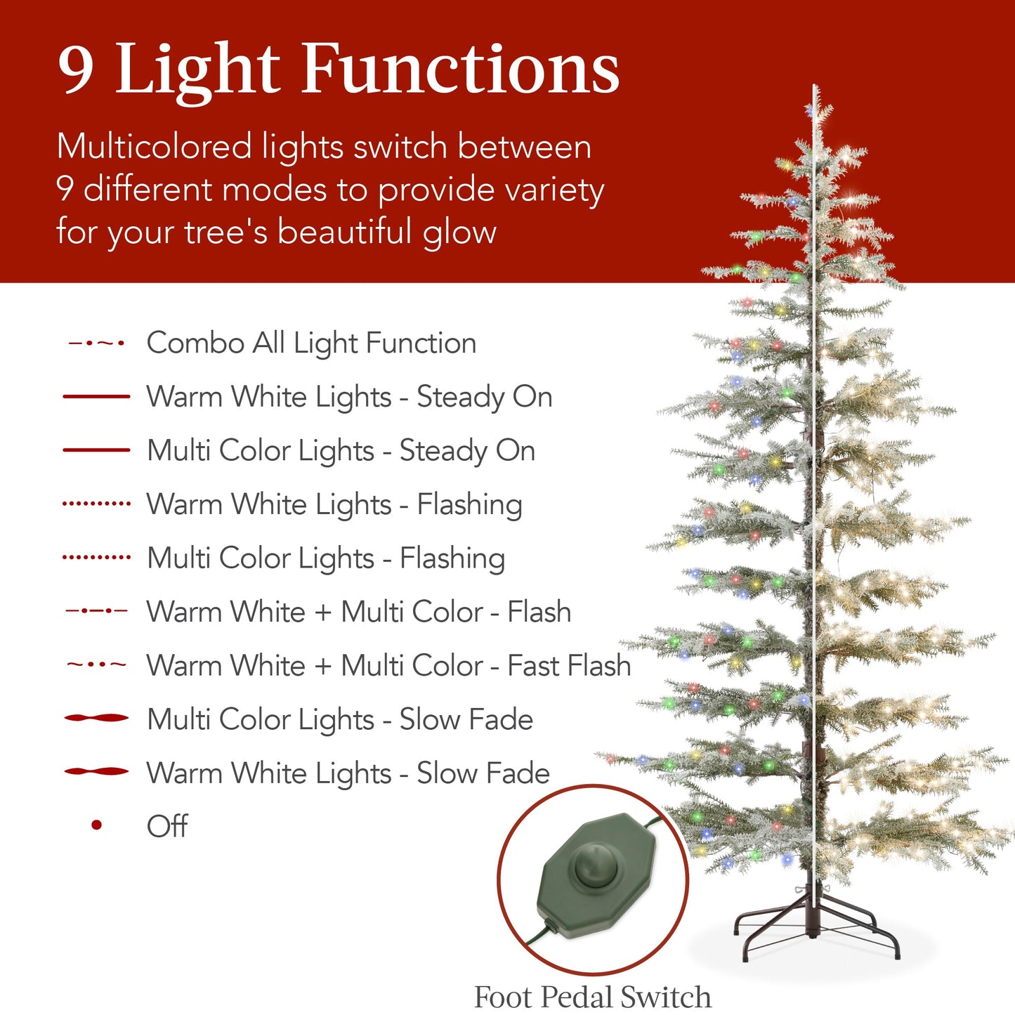 Pre-Lit Sparse Flocked Christmas Tree w/ 2-in-1 LEDs, Cordless Connection