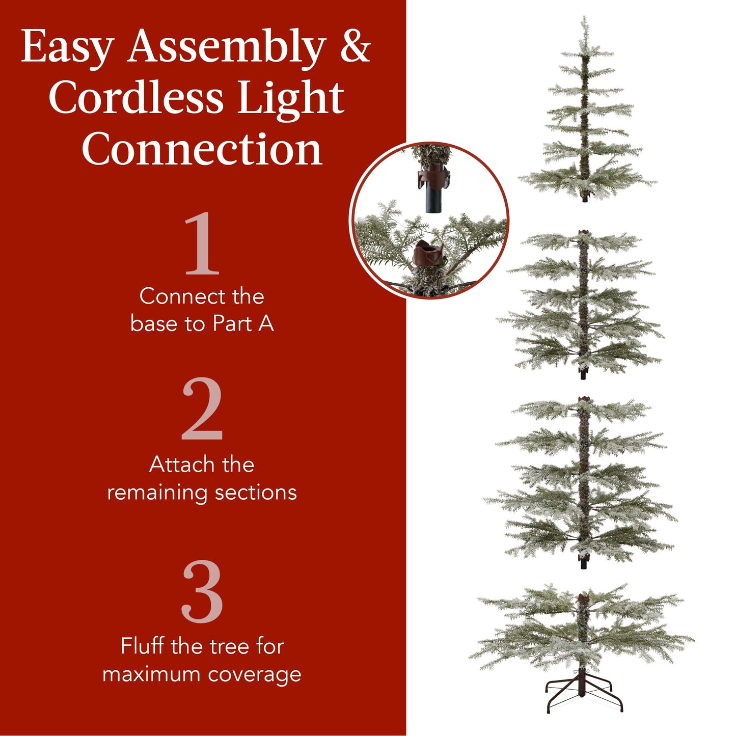 Pre-Lit Sparse Flocked Christmas Tree w/ 2-in-1 LEDs, Cordless Connection