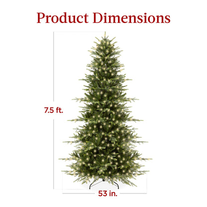 Pre-Lit Artificial Aspen Noble Fir Christmas Tree w/ Metal Stand