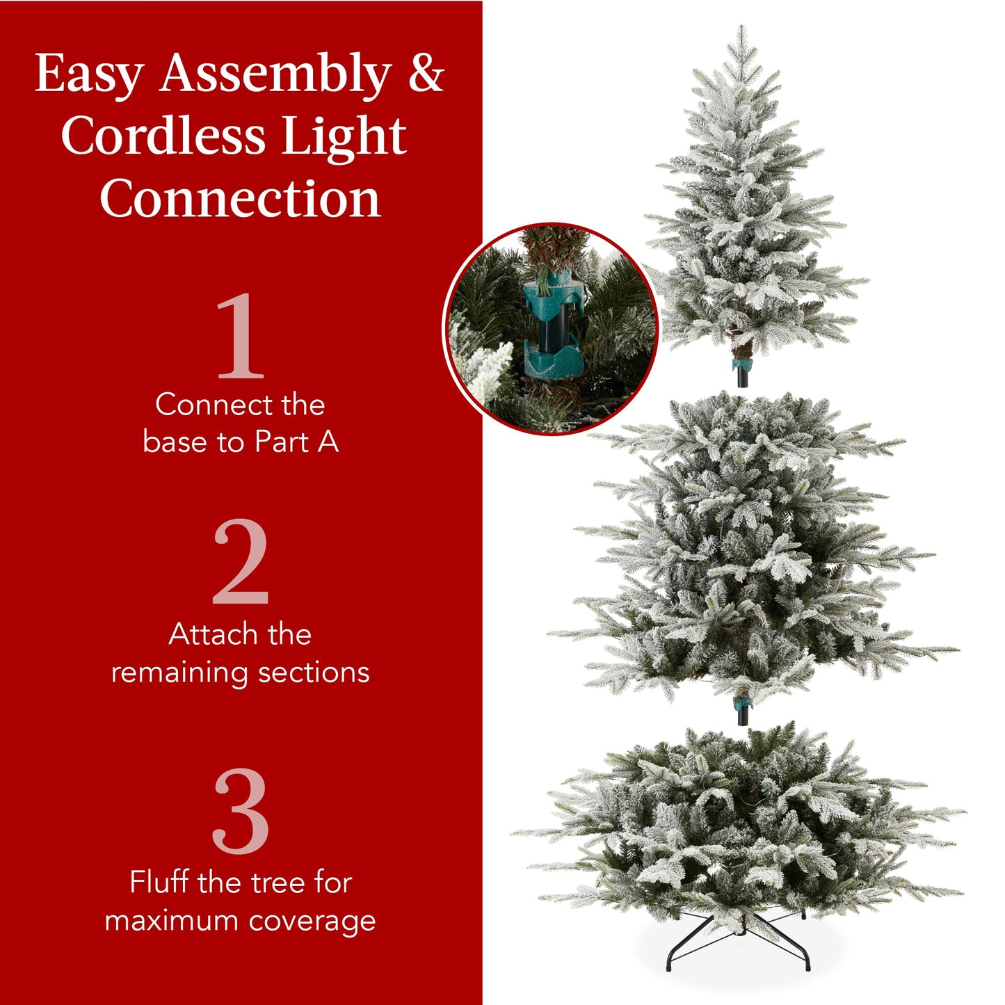 Pre-Lit Flocked Artificial Aspen Noble Fir Christmas Tree w/ Metal Stand