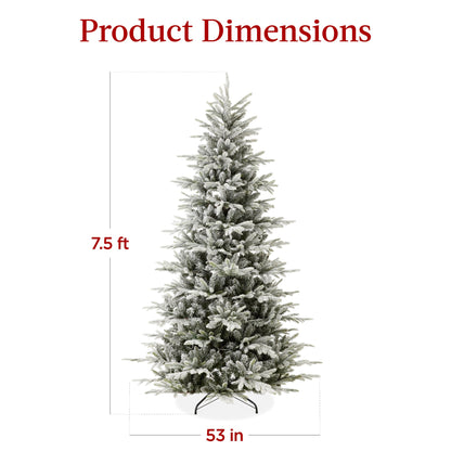 Pre-Lit Flocked Artificial Aspen Noble Fir Christmas Tree w/ Metal Stand