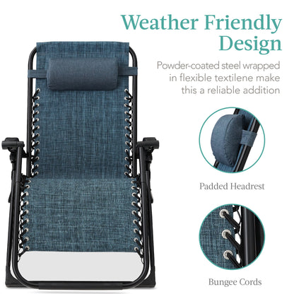 Oversized Zero Gravity Chair, Folding Outdoor Recliner w/ Removable Cushion