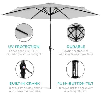 Outdoor Steel Market Patio Umbrella Decoration w/ Tilt, Crank Lift - 10ft