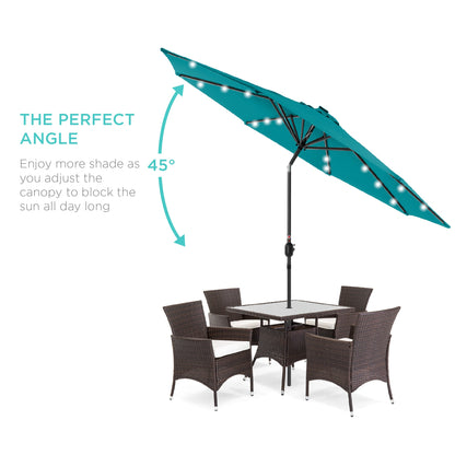 Solar LED Lighted Patio Umbrella w/ Tilt Adjustment, UV-Resistance - 10ft