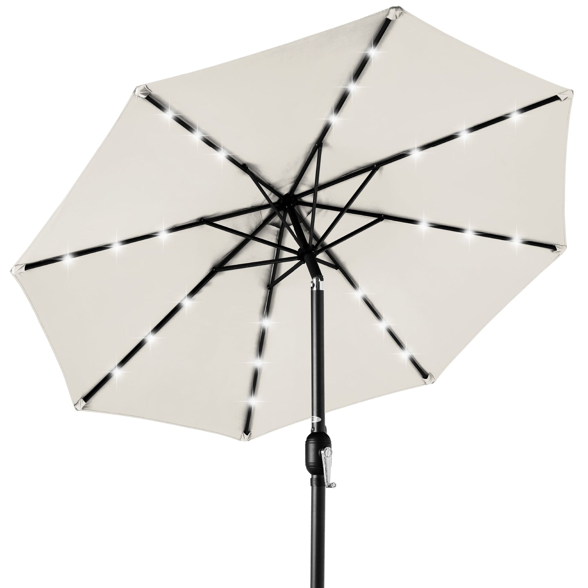 Solar LED Lighted Patio Umbrella w/ Tilt Adjustment, UV-Resistance - 10ft