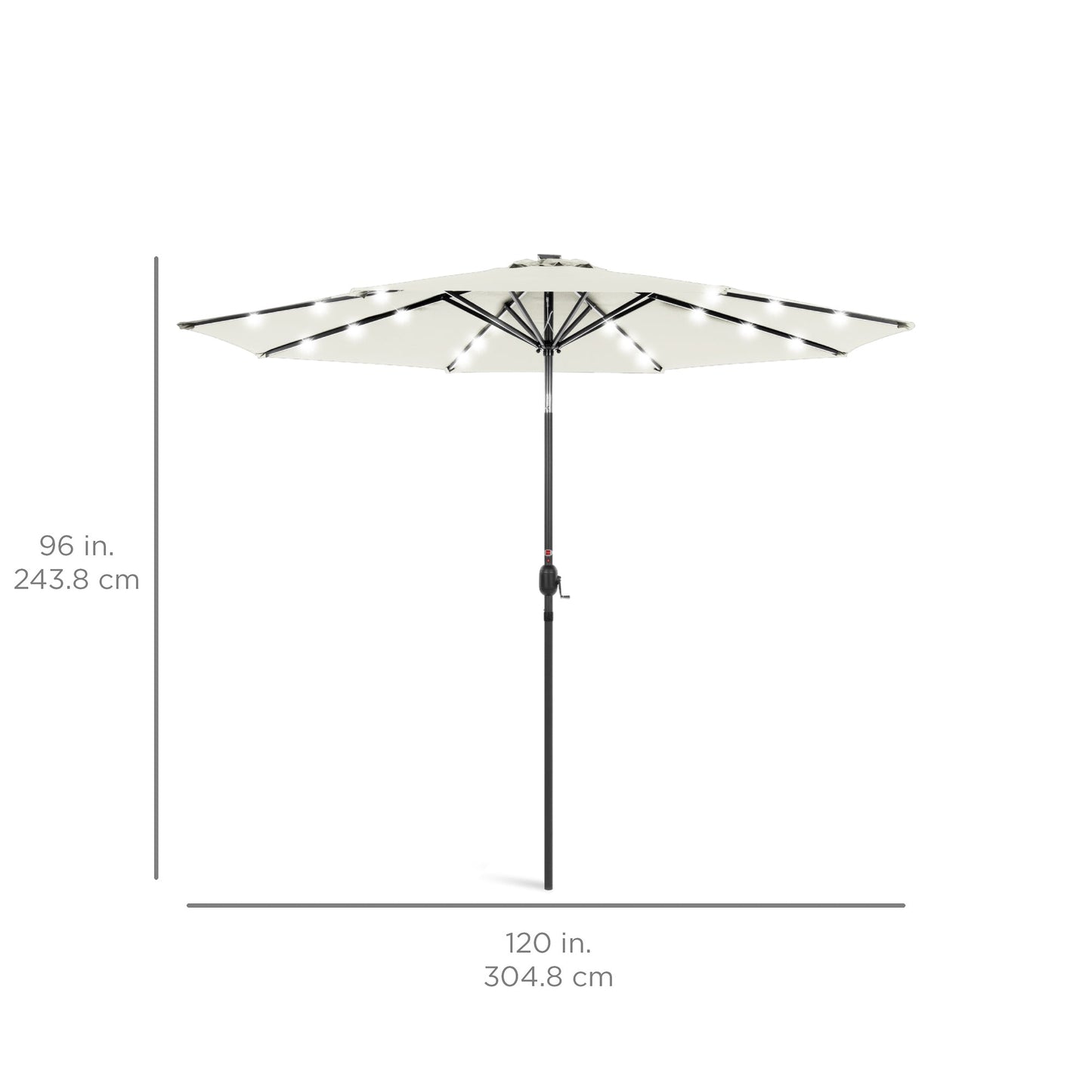 Solar LED Lighted Patio Umbrella w/ Tilt Adjustment, UV-Resistance - 10ft