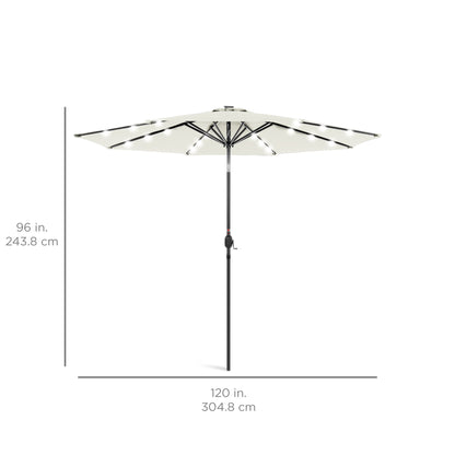 Solar LED Lighted Patio Umbrella w/ Tilt Adjustment, UV-Resistance - 10ft