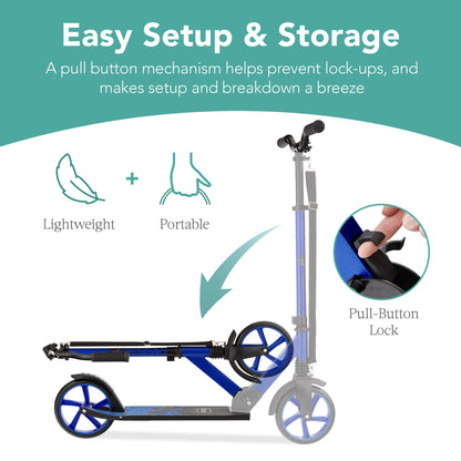 Kids Height Adjustable Kick Scooter w/ Carrying Strap, Non-Slip Deck