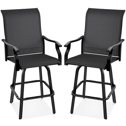 Set of 2 Swivel Barstools w/ 360 Rotation, All-Weather Mesh