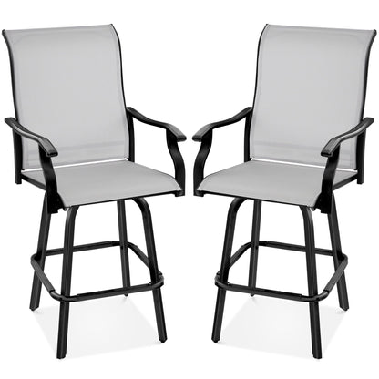 Set of 2 Swivel Barstools w/ 360 Rotation, All-Weather Mesh