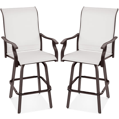 Set of 2 Swivel Barstools w/ 360 Rotation, All-Weather Mesh