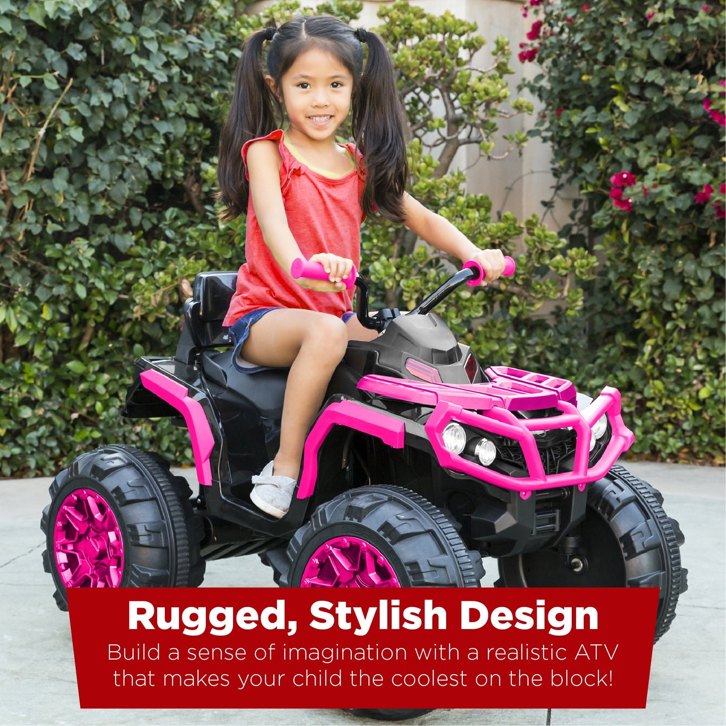 12V Kids Ride-On 4-Wheeler Quad ATV Car w/ 3.7mph Max, Bluetooth, Headlights