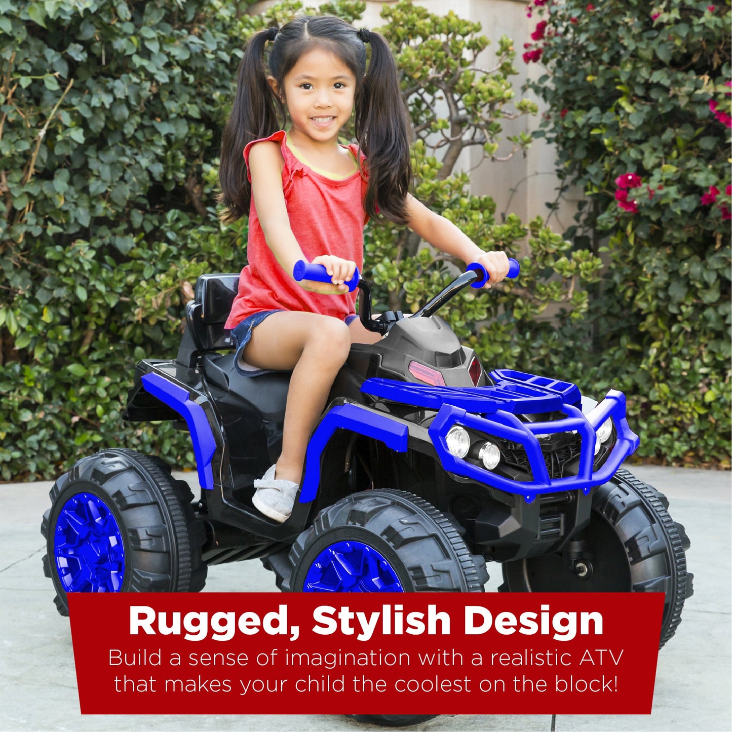 12V Kids Ride-On 4-Wheeler Quad ATV Car w/ 3.7mph Max, Bluetooth, Headlights