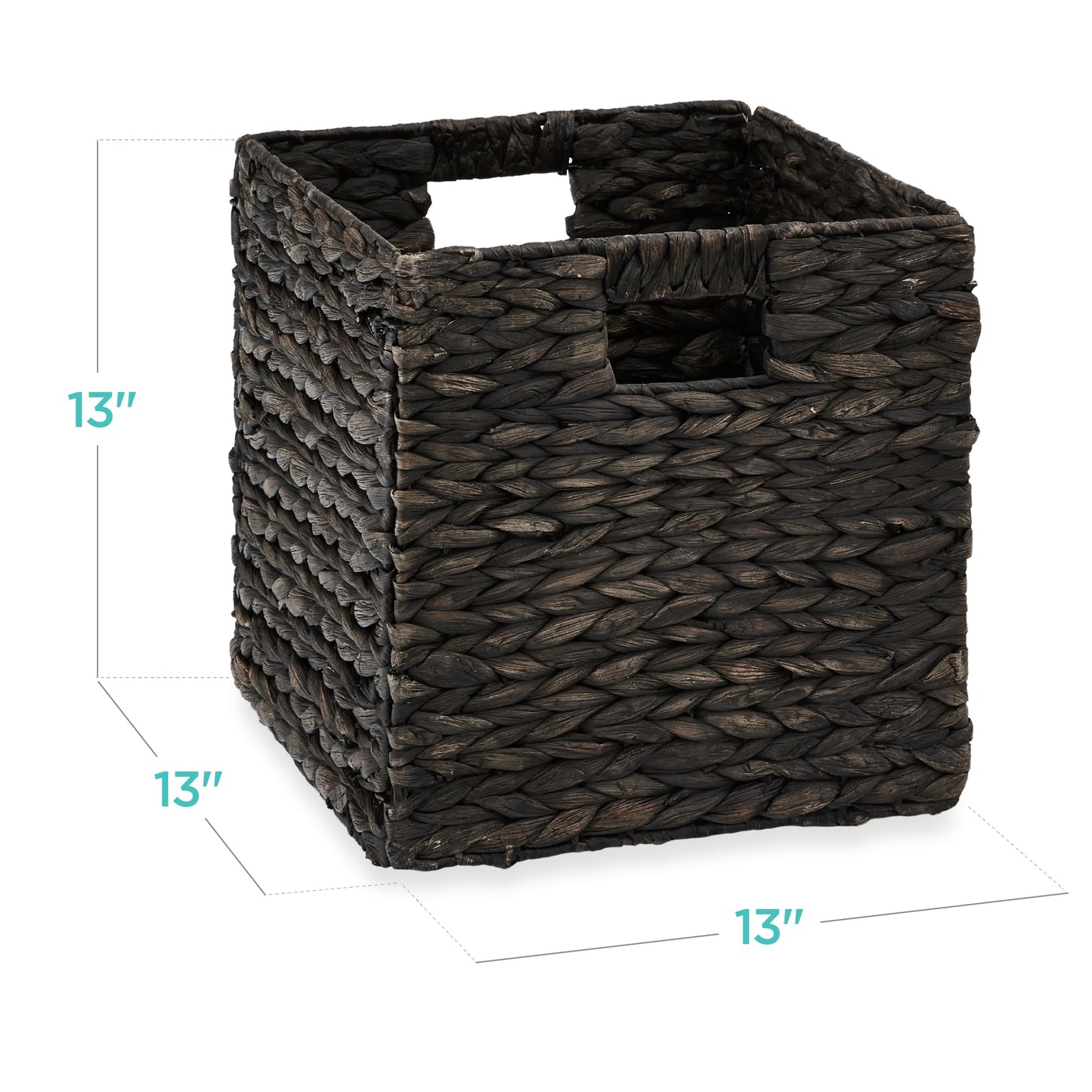 Set of 5 Collapsible Hyacinth Storage Baskets w/ Inserts - 13x13in