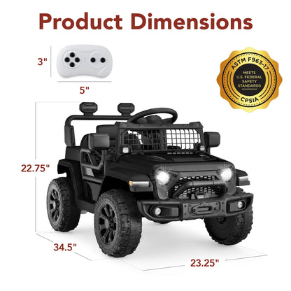 6V Kids Ride-On Truck Car w/ Parent Remote Control, 4-Wheel Suspension