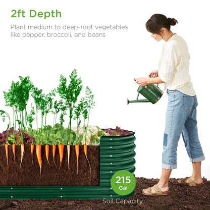 Metal Raised Garden Bed, Oval Outdoor Planter Box for Vegetables - 8x2x2ft