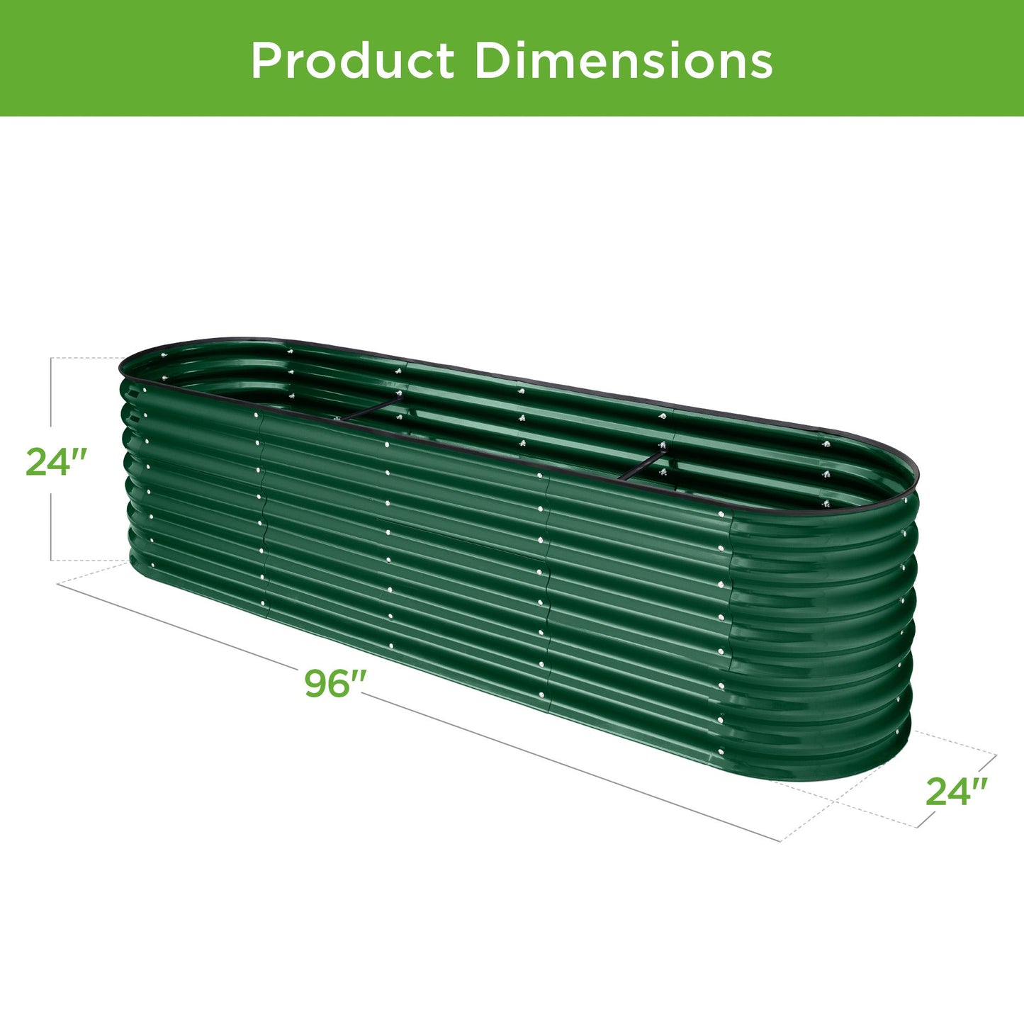 Metal Raised Garden Bed, Oval Outdoor Planter Box for Vegetables - 8x2x2ft