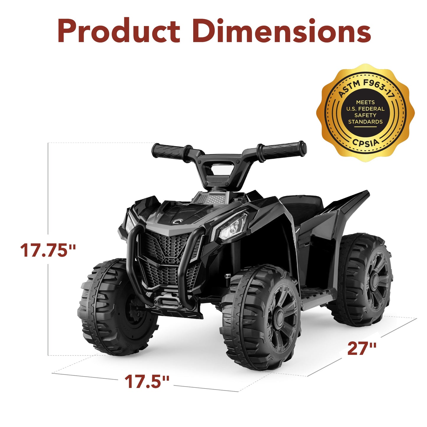 6V Kids Ride-On 4-Wheeler Quad ATV Car w/ 1.8mph Max Speed, Treaded Tires