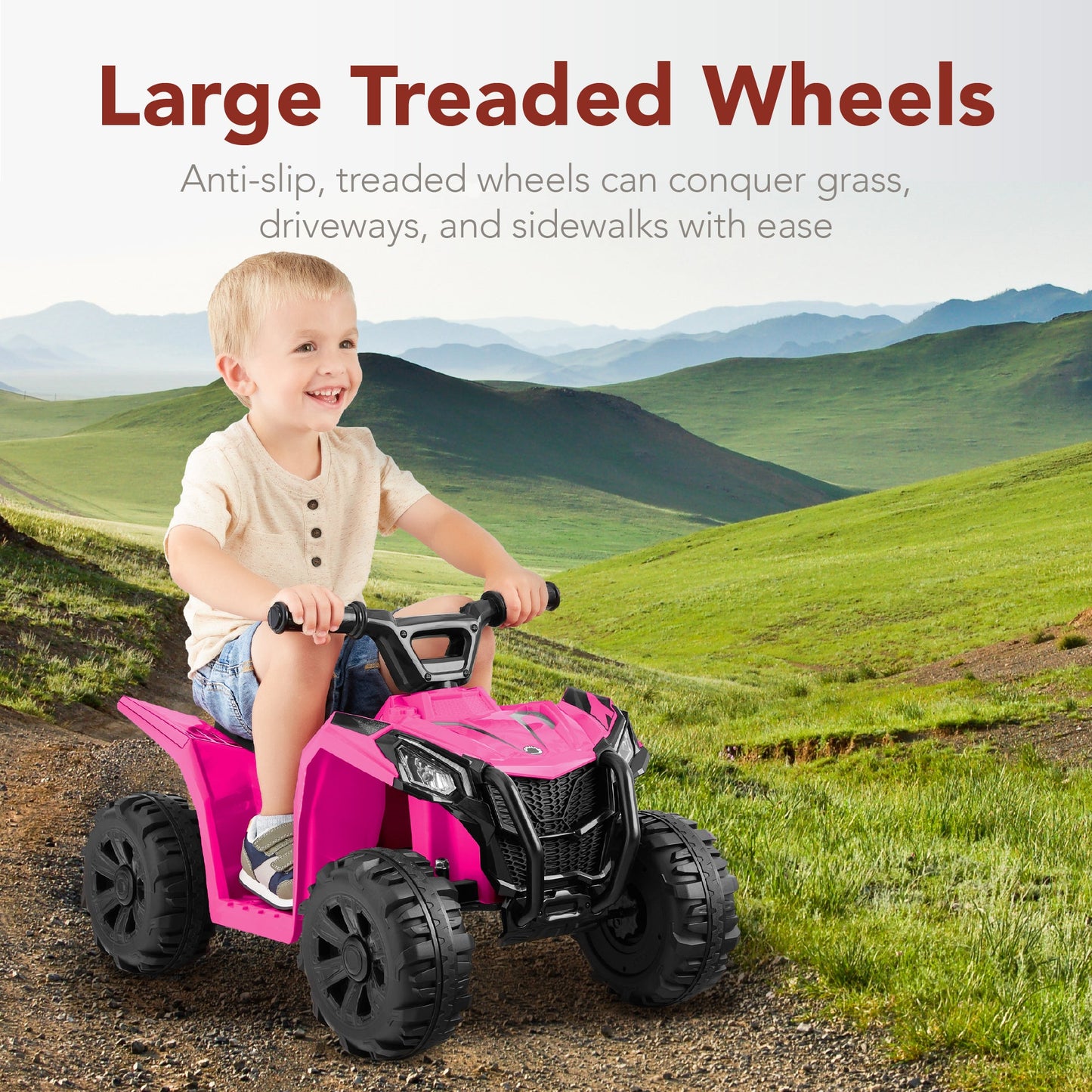 6V Kids Ride-On 4-Wheeler Quad ATV Car w/ 1.8mph Max Speed, Treaded Tires