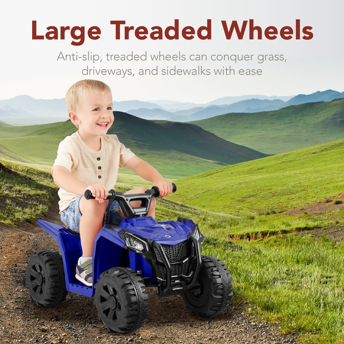 6V Kids Ride-On 4-Wheeler Quad ATV Car w/ 1.8mph Max Speed, Treaded Tires