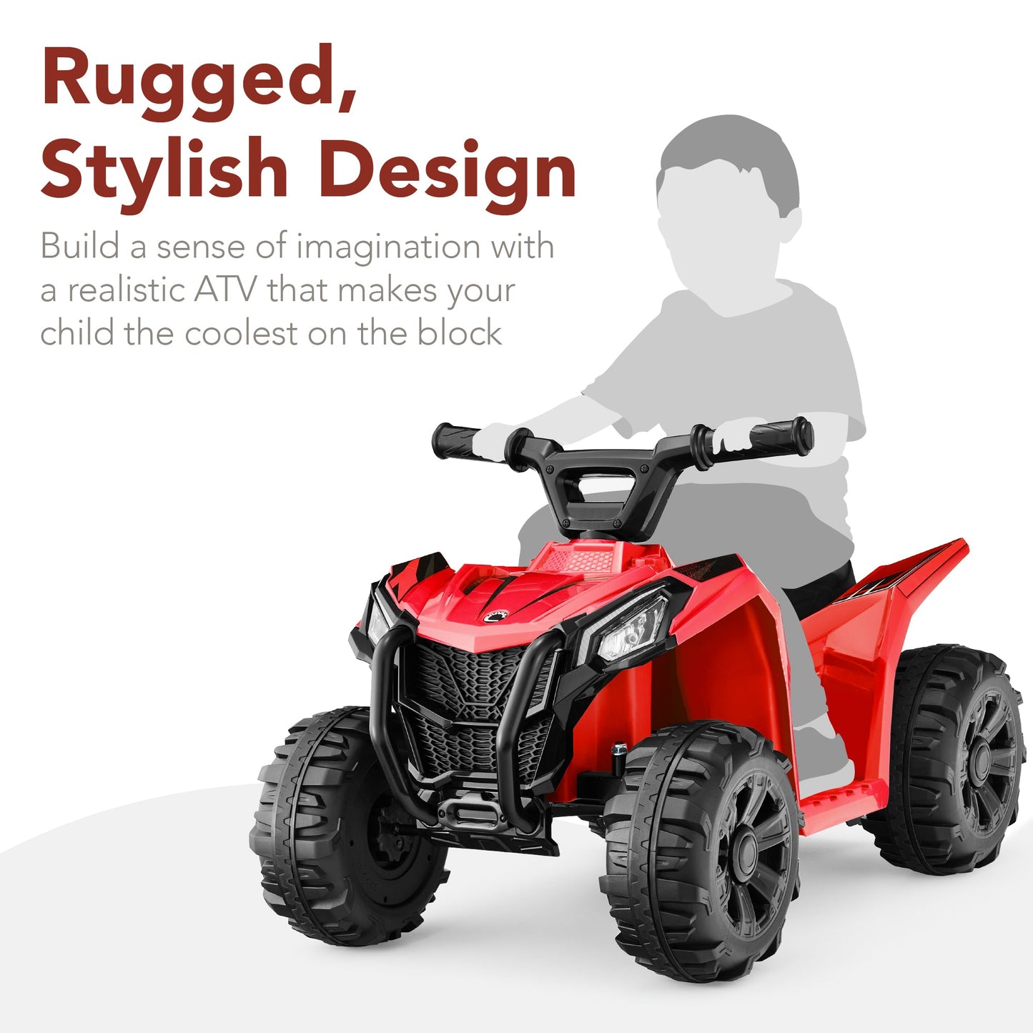 6V Kids Ride-On 4-Wheeler Quad ATV Car w/ 1.8mph Max Speed, Treaded Tires