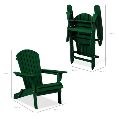 Folding Wooden Adirondack Chair, Accent Furniture w/ Natural Woodgrain