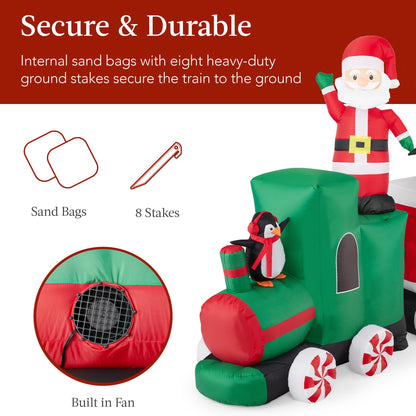 Pre-lit Inflatable Christmas Train & Animated Santa Claus - 8.5ft