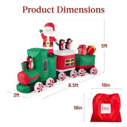 Pre-lit Inflatable Christmas Train & Animated Santa Claus - 8.5ft