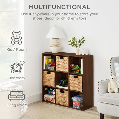 9-Cube Bookshelf Storage Display w/ 3 Removable Panels, Customizable Design