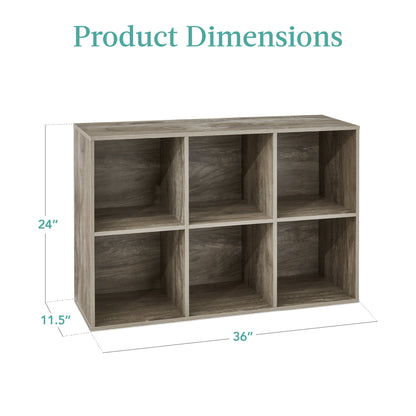 6-Cube Bookshelf, 11in Storage Display w/ Removable Panels, Customizable