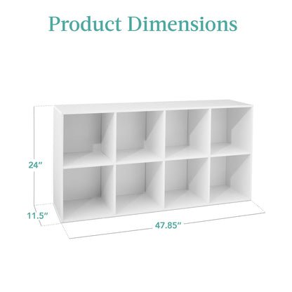 8-Cube Bookshelf, 11in Storage Display w/ Removable Panels, Customizable