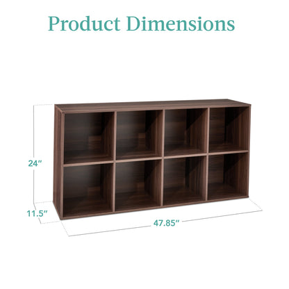 8-Cube Bookshelf, 11in Storage Display w/ Removable Panels, Customizable