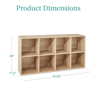 8-Cube Bookshelf, 11in Storage Display w/ Removable Panels, Customizable