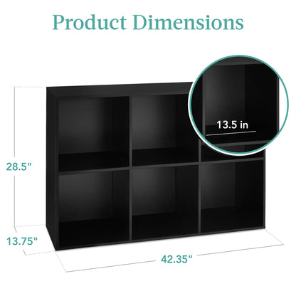 6-Cube Bookshelf, 13.5in Storage Display w/ Removable Panels, Customizable